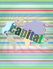 Image showing touch screen interface with capital word vector illustration