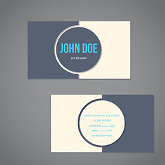 Image showing Simplistic flat business card with big gray and blue text