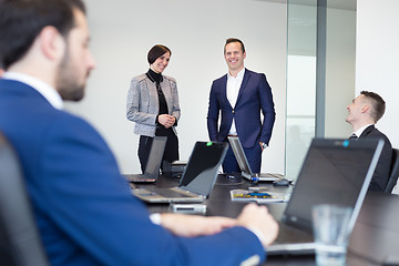 Image showing Corporate business team office meeting.