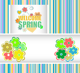 Image showing Welcome Spring Holiday Card. Welcome Spring Vector. Welcome Spring background. Spring Holiday Graphic. Welcome Spring Art. Spring Holiday Drawing