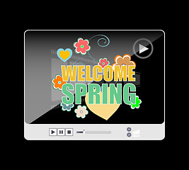 Image showing Welcome Spring Holiday Card. Welcome Spring Vector. Welcome Spring background. Spring Holiday Graphic. Welcome Spring Art. Spring Holiday Drawing