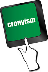 Image showing cronyism on laptop keyboard key button vector illustration