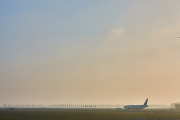 Image showing  Airplane departing from Airport Schiphol.