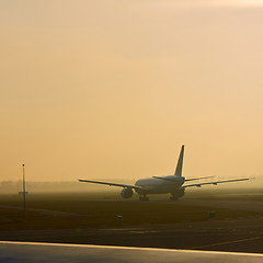 Image showing  Airplane departing from Airport Schiphol.