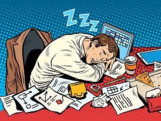 Image showing Man businessman sleeping on the job