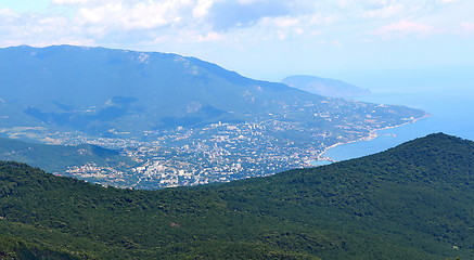 Image showing View on Yalta city from the Ai-Petri mountain