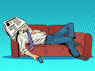 Image showing rest fatigue sleep on the couch Siesta