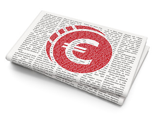 Image showing Banking concept: Euro Coin on Newspaper background