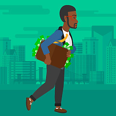 Image showing Man with suitcase full of money.