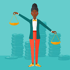 Image showing Business woman with scales.