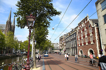 Image showing AMSTERDAM; THE NETHERLANDS - AUGUST 19; 2015: View of Singel str
