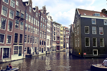 Image showing AMSTERDAM, THE NETHERLANDS - AUGUST 19, 2015: View on Oudezijds 