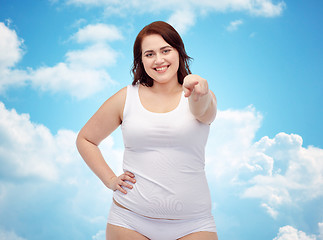 Image showing plus size woman in underwear showing