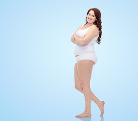 Image showing happy plus size woman in underwear