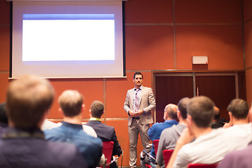 Image showing Speaker Giving a Talk at Business Meeting.