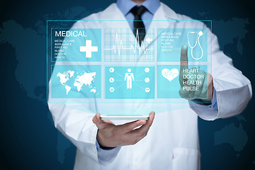 Image showing Doctor working on a virtual screen. medical technology concept. pulse