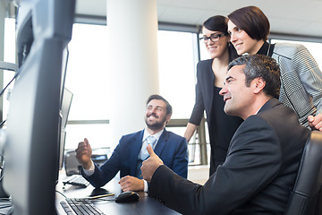 Image showing Business team working in corporate office.