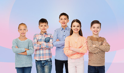 Image showing happy smiling children with crossed hands