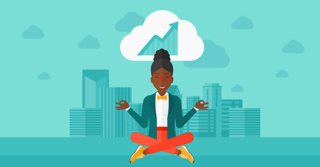 Image showing Peaceful business woman meditating.