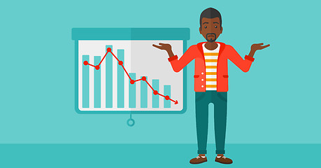 Image showing Man with decreasing chart.