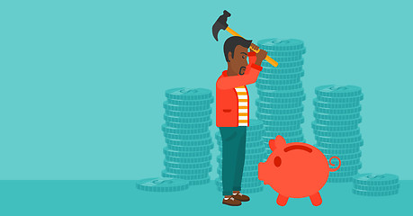 Image showing Man breaking piggy bank.