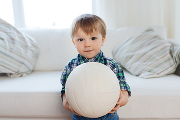 Image showing happy little baby boy with ball at home