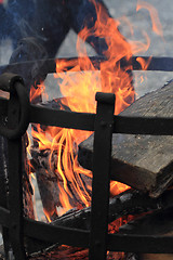 Image showing fire in the steel basket\r\n