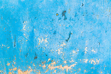 Image showing Old blue cracked paint on metal background