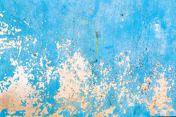 Image showing Old blue cracked paint on metal background