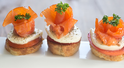 Image showing canapes with red fish