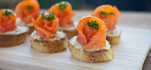 Image showing canapes with red fish