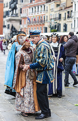 Image showing Venetian Couple Dancing - Venice Carnival 2014