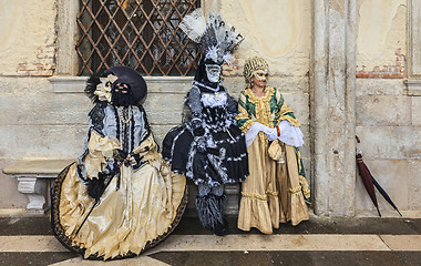 Image showing Three Disguised Persons - Venice Carnival 2014