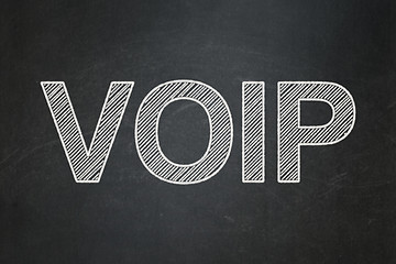 Image showing Web design concept: VOIP on chalkboard background