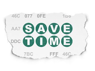 Image showing Timeline concept: Save Time on Torn Paper background