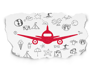 Image showing Travel concept: Aircraft on Torn Paper background