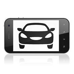 Image showing Tourism concept: Smartphone with Car on display