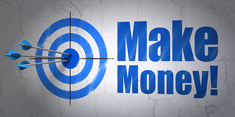 Image showing Business concept: target and Make Money! on wall background