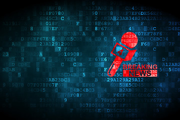 Image showing News concept: Breaking News And Microphone on digital background