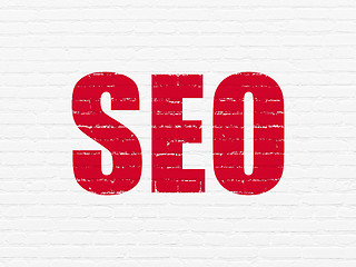 Image showing Web design concept: SEO on wall background