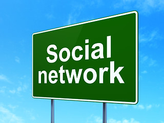 Image showing Social network concept: Social Network on road sign background