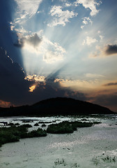 Image showing Sunset over river