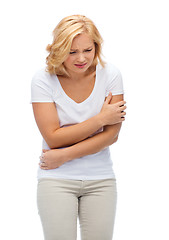 Image showing unhappy woman suffering from pain or violence