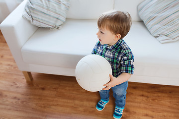 Image showing happy little baby boy with ball at home