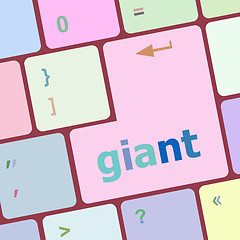 Image showing giant word on keyboard key, notebook computer button vector illustration