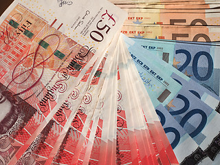 Image showing Euro and Pounds notes