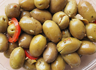Image showing Green olives vegetables background