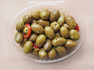 Image showing Green olives vegetables