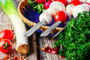 Image showing Vegetables on skewers