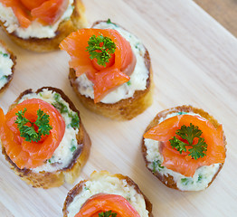 Image showing canapes with red fish